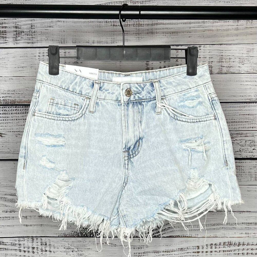 Lace Pocket Distressed Denim Short